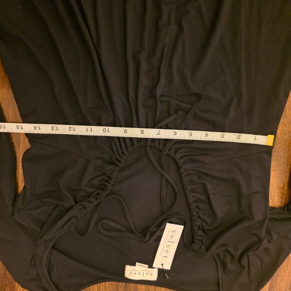 Velvet by Graham & Spencer Dress Womens XS Black Long Sleeve Ruched Soft - Picture 6 of 11